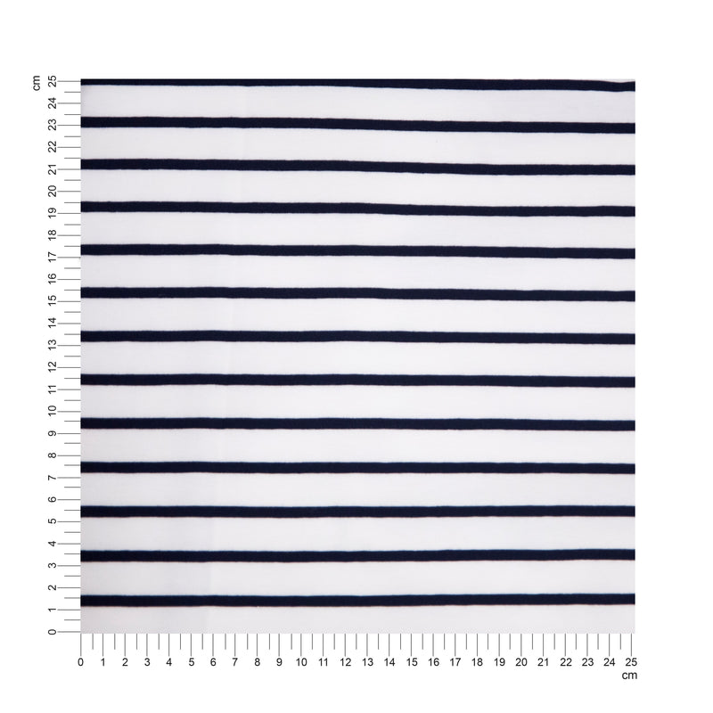 Tecido de Malha Jersey às Riscas 170g - Branco e Marinho | Texland