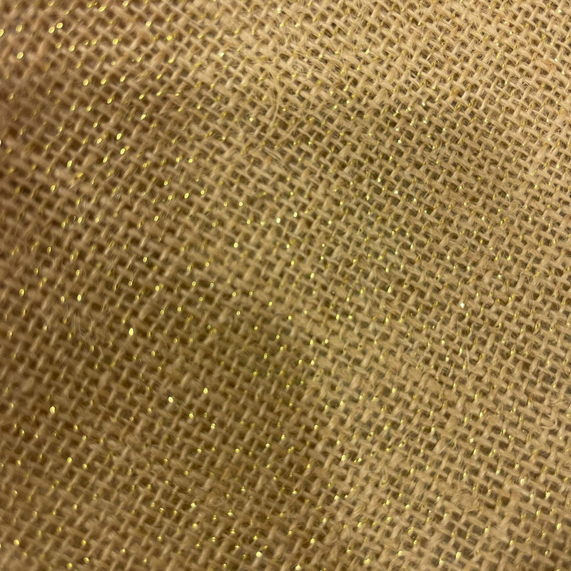 Tela Arpillera o Tela Yute hilo dorado (1,14 m de ancho)