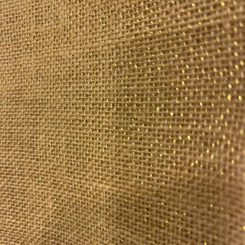 Tela Arpillera o Tela Yute hilo dorado (1,14 m de ancho)