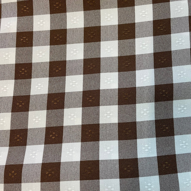 Tecido para toalhas de mesa minimate barato poliester xadrez castanho