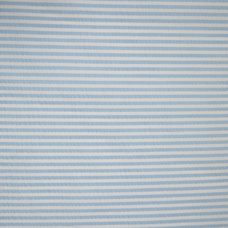 Tecido às Riscas Brancas para Calções de Banho | Azul Bebé - texland